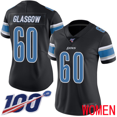 Detroit Lions Limited Black Women Graham Glasgow Jersey NFL Football #60 100th Season Rush Vapor Untouchable